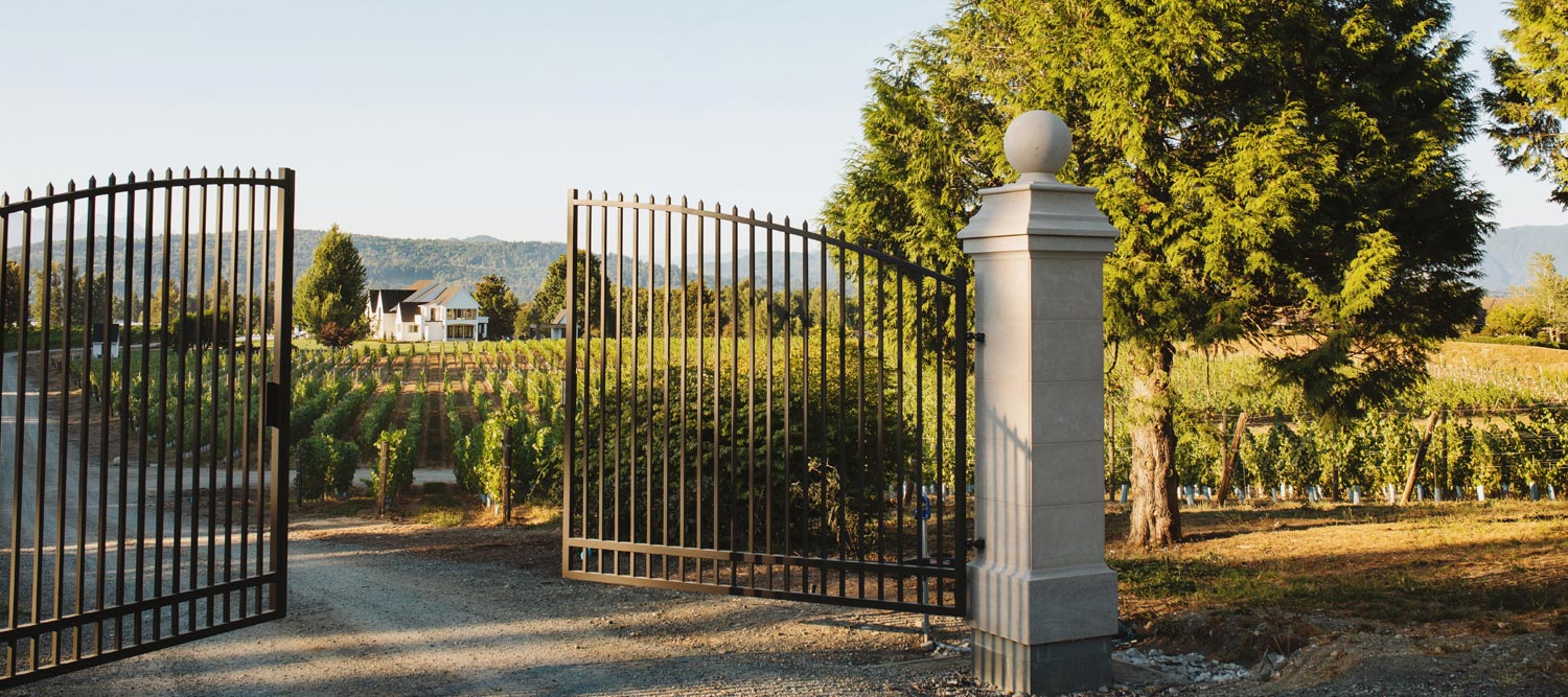 The gates to Cannon Estate Winery in Abbotsford BC